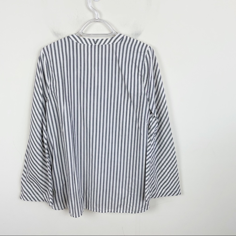 Madewell Striped Button Down Flare Sleeve Blouse - Picture 3 of 8